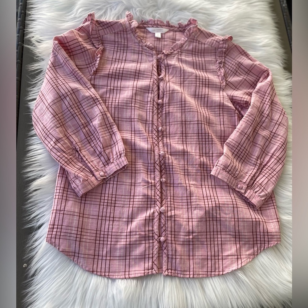 Lauren Conrad - Plaid Button-down Blouse - Size Medium - Picture 4 of 9